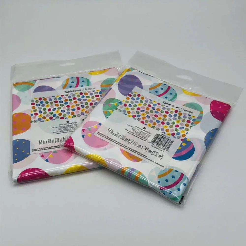 American Greetings Easter Eggs Tablecover Lot of 2 Tablecloths 54